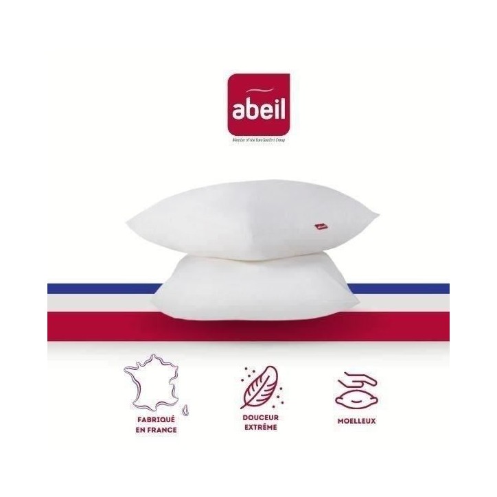 ABEIL Lot de 2 Oreillers Douceur - 60 x 60 cm - Blanc ABEIL Lot de 2 Oreillers Douceur - 60 x 60 cm - Blanc
