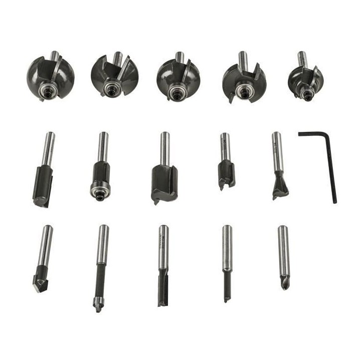 RYOBI - Coffret 15 fraises panachées queue diam. 6 mm + clé pour défonceuses R18TR-0 / R18TR-0 / RRT1600 / ERT1400RV - RAKRBS RYOBI - Coffret 15 fraises panachées queue diam. 6 mm + clé pour défonceuses R18TR-0 / R18TR-0 / RRT1600 / ERT1400RV - RAKRBS