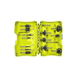 RYOBI - Coffret 15 fraises panachées queue diam. 6 mm + clé pour dé