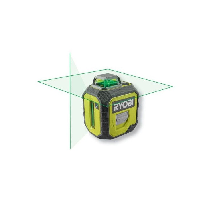 RYOBI - Laser 360° vert - portée 25 m - précision +/- 0,5 mm - Livré avec une canne télescopique, une pochette, 4 piles - R