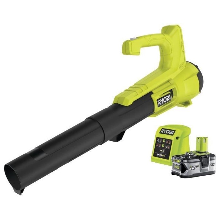 Souffleur - RYOBI - 18V - Turbo Jet - Vitesse max 145 km/h - Débit air max : 7,1 m³/min - 1 batterie 18V 4,0 Ah et 1 chargeur