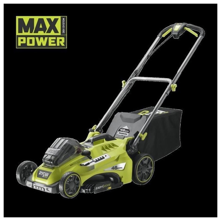 RYOBI - Tondeuse 36V MAXPOWER Power Assist™ Brushless - Ø coupe 46 cm - ramassage/mulching + batterie 5 Ah & charg. - RLM36X4 RYOBI - Tondeuse 36V MAXPOWER Power Assist™ Brushless - Ø coupe 46 cm - ramassage/mulching + batterie 5 Ah & charg. - RLM36X4