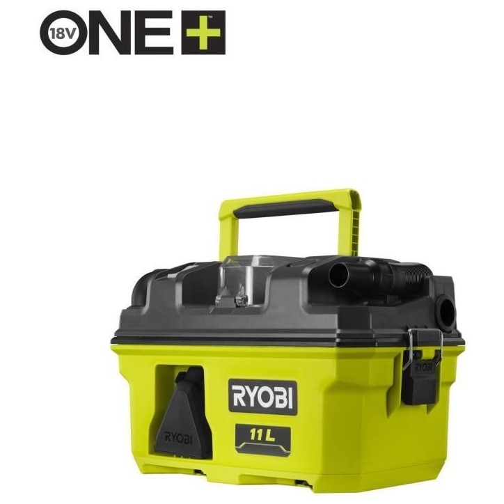 RYOBI - Aspirateur d'atelier 18V ONE+ - 11,8 kPa - collecteur 11 L - Avec accessoires & adaptateur pour outils ONE+ - RV1811 RYOBI - Aspirateur d'atelier 18V ONE+ - 11,8 kPa - collecteur 11 L - Avec accessoires & adaptateur pour outils ONE+ - RV1811