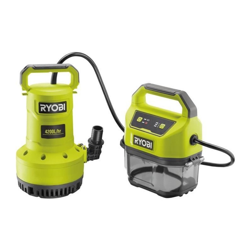 RYOBI - Pompe d'évacuation 18V - 4 200 l/h - immersion maxi. 5 m - IP RYOBI - Pompe d'évacuation 18V - 4 200 l/h - immersion maxi. 5 m - IP