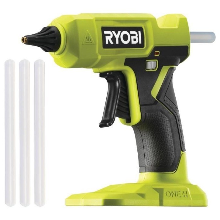 RYOBI - Pistolet a colle 18V ONE+ - chauffe en 3 min - indicateur de chauffe - diam. bâtons 12 mm - Avec 3 de colle - RGLU18-0
