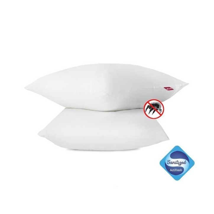 ABEIL Lot de 2 Oreillers Anti-Acarien - 60 x 60 cm - Blanc ABEIL Lot de 2 Oreillers Anti-Acarien - 60 x 60 cm - Blanc