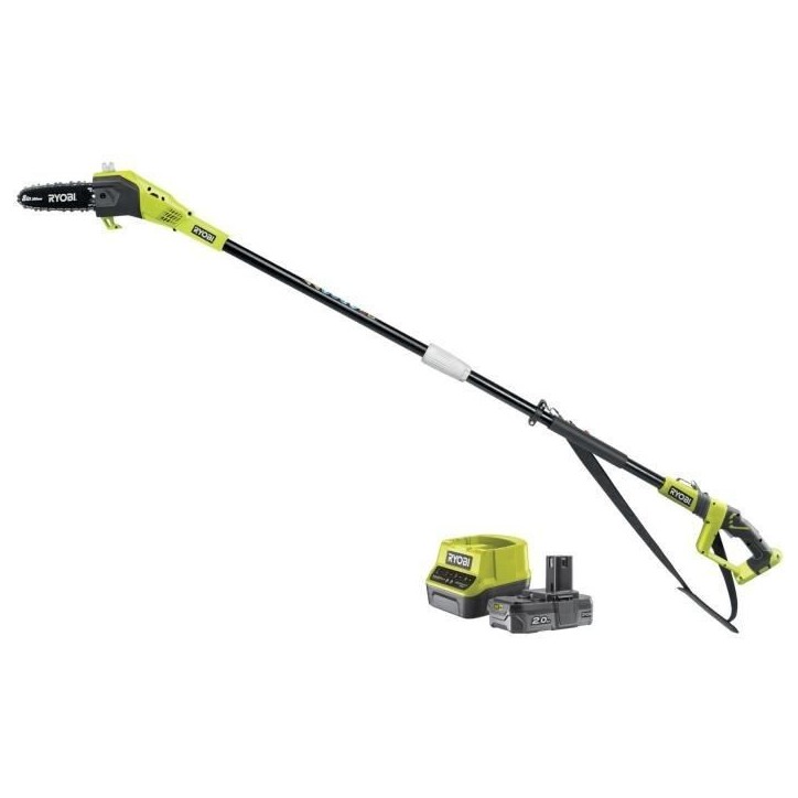 RYOBI - Élagueur sur perche 18V - guide 20 cm - 5,5 m/s - tube d'extension 95 cm fourni - batterie 2,0 Ah & chargeur - RPP18202 RYOBI - Élagueur sur perche 18V - guide 20 cm - 5,5 m/s - tube d'extension 95 cm fourni - batterie 2,0 Ah & chargeur - RPP18202