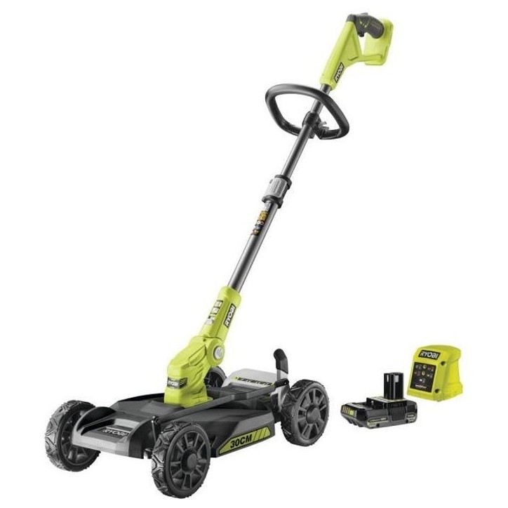 RYOBI - Tondeuse 3-en-1 18V ONE+ - Tondeuse / coupe-bordures / dresse-bord. - coupe 30 cm + batterie 2 Ah & charg. - RY18LMC30A- RYOBI - Tondeuse 3-en-1 18V ONE+ - Tondeuse / coupe-bordures / dresse-bord. - coupe 30 cm + batterie 2 Ah & charg. - RY18LMC30A-