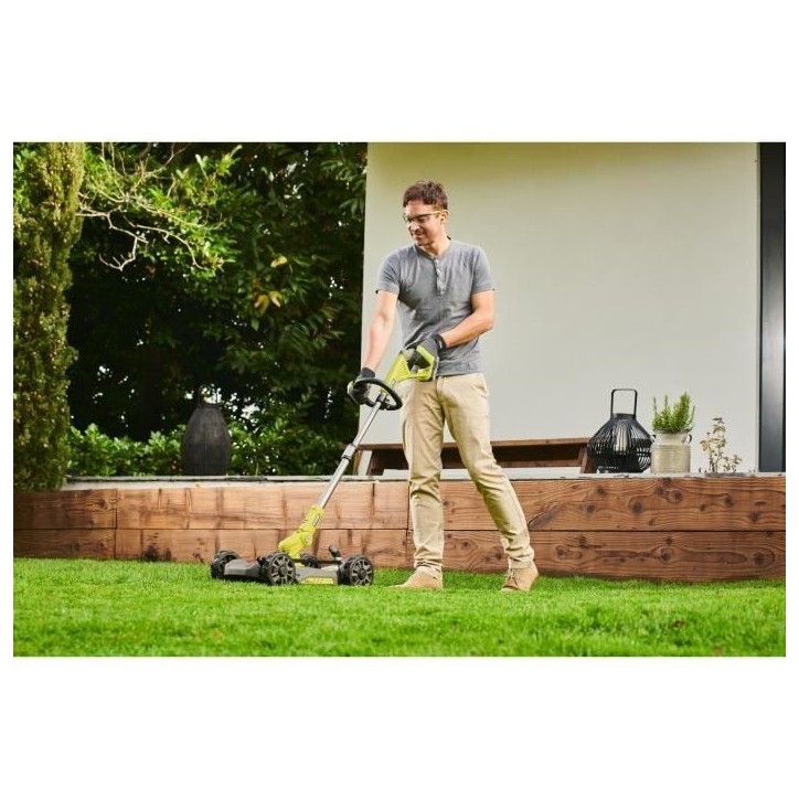 RYOBI - Tondeuse 3-en-1 18V ONE+ - Tondeuse / coupe-bordures / dresse-bord. - coupe 30 cm + batterie 2 Ah & charg. - RY18LMC30A- RYOBI - Tondeuse 3-en-1 18V ONE+ - Tondeuse / coupe-bordures / dresse-bord. - coupe 30 cm + batterie 2 Ah & charg. - RY18LMC30A-