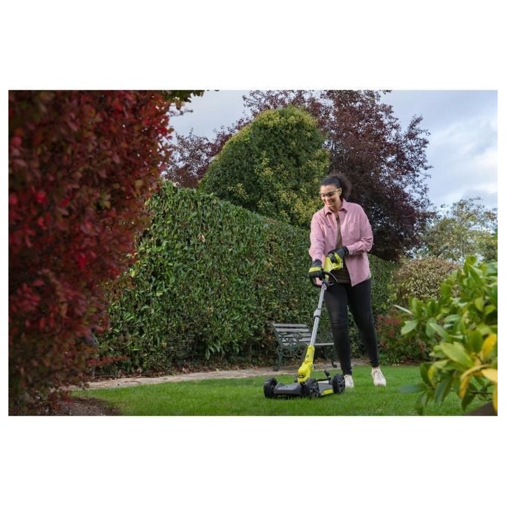 RYOBI - Tondeuse 3-en-1 18V ONE+ - Tondeuse / coupe-bordures / dresse-bord. - coupe 30 cm + batterie 2 Ah & charg. - RY18LMC30A- RYOBI - Tondeuse 3-en-1 18V ONE+ - Tondeuse / coupe-bordures / dresse-bord. - coupe 30 cm + batterie 2 Ah & charg. - RY18LMC30A-