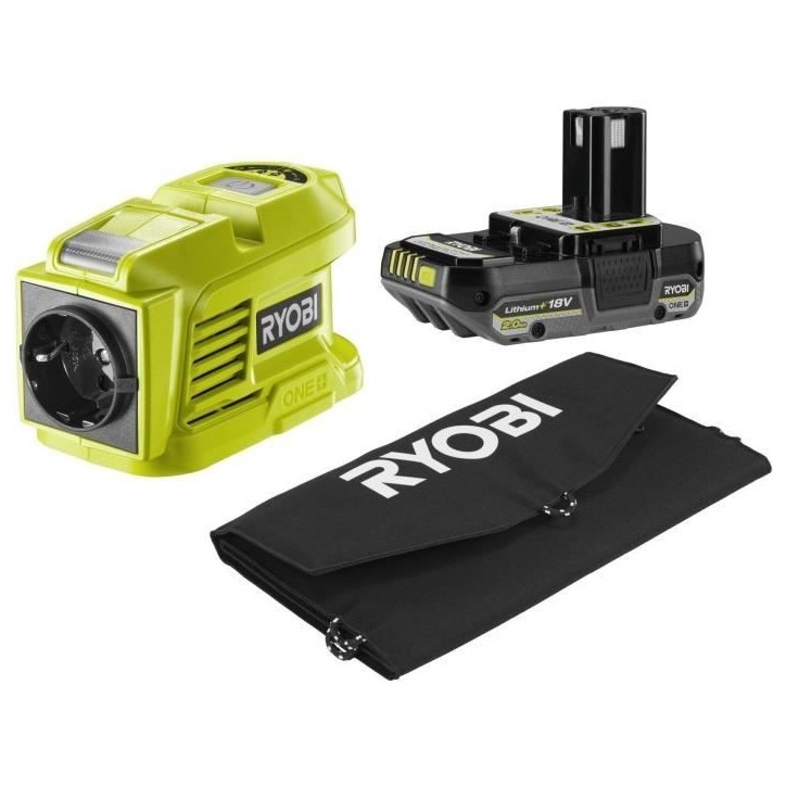 Kit voyage - RYOBI - Panneau Solaire 21 W + Transformateur / chargeur RY18BI150B-0 + 1 batterie lithium+ 18 V 2,0 Ah