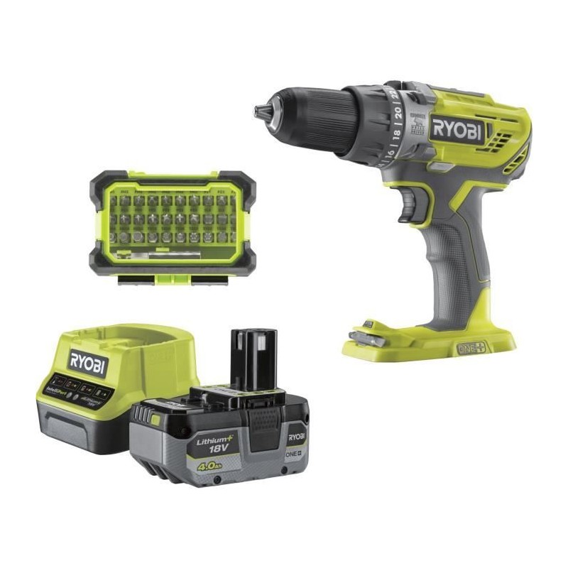 RYOBI - Perceuse a percussion 18V ONE+ - 50 Nm - 500-1800 tr/min + bat RYOBI - Perceuse a percussion 18V ONE+ - 50 Nm - 500-1800 tr/min + bat