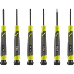 Jeu de 6 tournevis de précision - RYOBI - SL1, SL2, SL3, PH1, PH0, SL