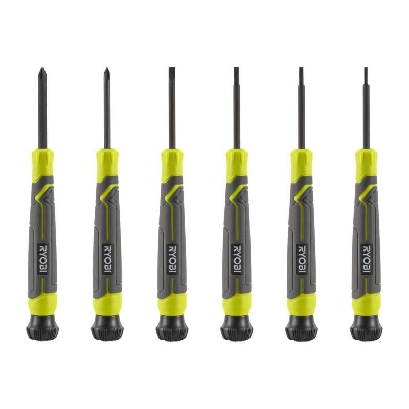 Jeu de 6 tournevis de précision - RYOBI - SL1, SL2, SL3, PH1, PH0, SL Jeu de 6 tournevis de précision - RYOBI - SL1, SL2, SL3, PH1, PH0, SL