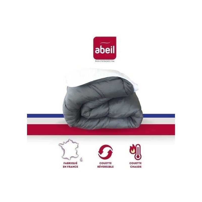 ABEIL Couette chaude Bicolore - 240 x 260 cm - Blanc et gris