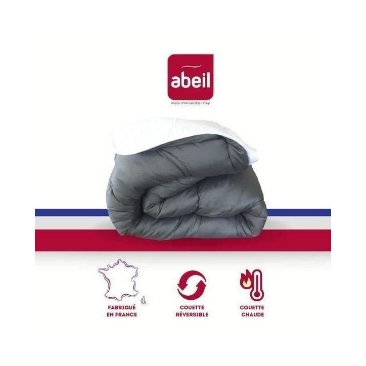 ABEIL Couette chaude Bicolore - 240 x 260 cm - Blanc et gris ABEIL Couette chaude Bicolore - 240 x 260 cm - Blanc et gris