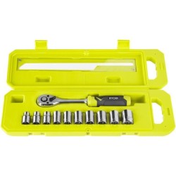 RYOBI - Coffret 1 clé 90 dents (angle de reprise 4°) et 10 douilles