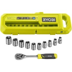 RYOBI - Coffret 1 clé 90 dents (angle de reprise 4°) et 10 douilles