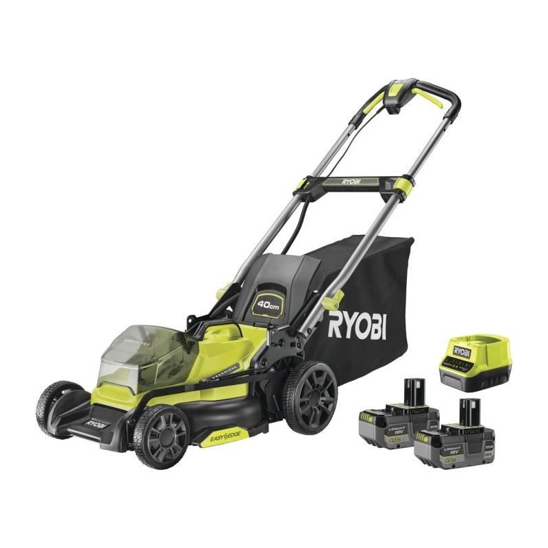 RYOBI - Tondeuse poussée 18V Brushless - Ø coupe 40 cm - ramassage e RYOBI - Tondeuse poussée 18V Brushless - Ø coupe 40 cm - ramassage e