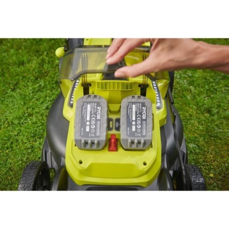 RYOBI - Tondeuse poussée 18V Brushless - Ø coupe 40 cm - ramassage et mulching - 2 batteries 18V 4,0 Ah & chargeur - RY18LMX40