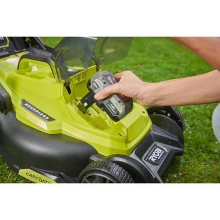 RYOBI - Tondeuse poussée 18V Brushless - Ø coupe 40 cm - ramassage et mulching - batterie 5,0 Ah & chargeur 2,0 A - RY18LMX40C