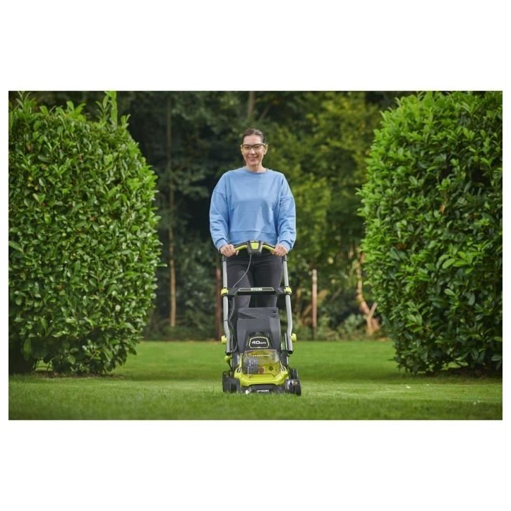 RYOBI - Tondeuse poussée 18V Brushless - Ø coupe 40 cm - ramassage et mulching - batterie 5,0 Ah & chargeur 2,0 A - RY18LMX40C