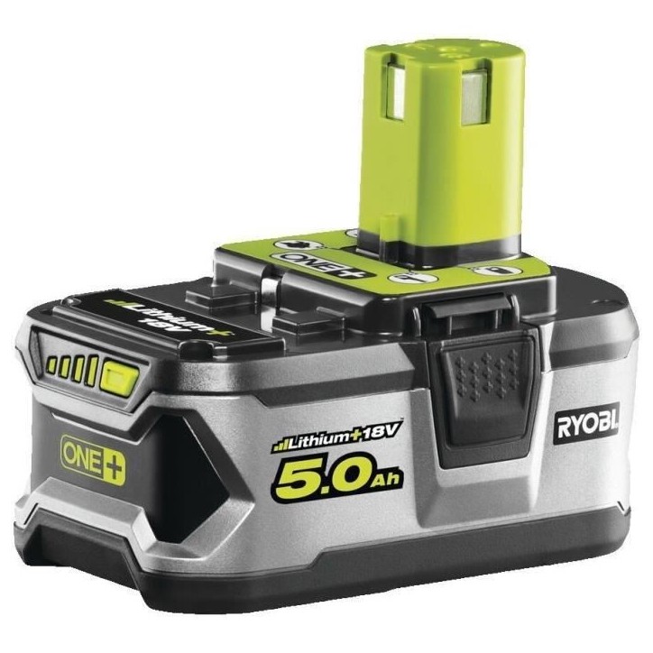 1 batterie lithium+ - RYOBI - RB18L50G - 18V - 5,0 Ah - Gestion individuelle de charge/décharge des cellules 1 batterie lithium+ - RYOBI - RB18L50G - 18V - 5,0 Ah - Gestion individuelle de charge/décharge des cellules