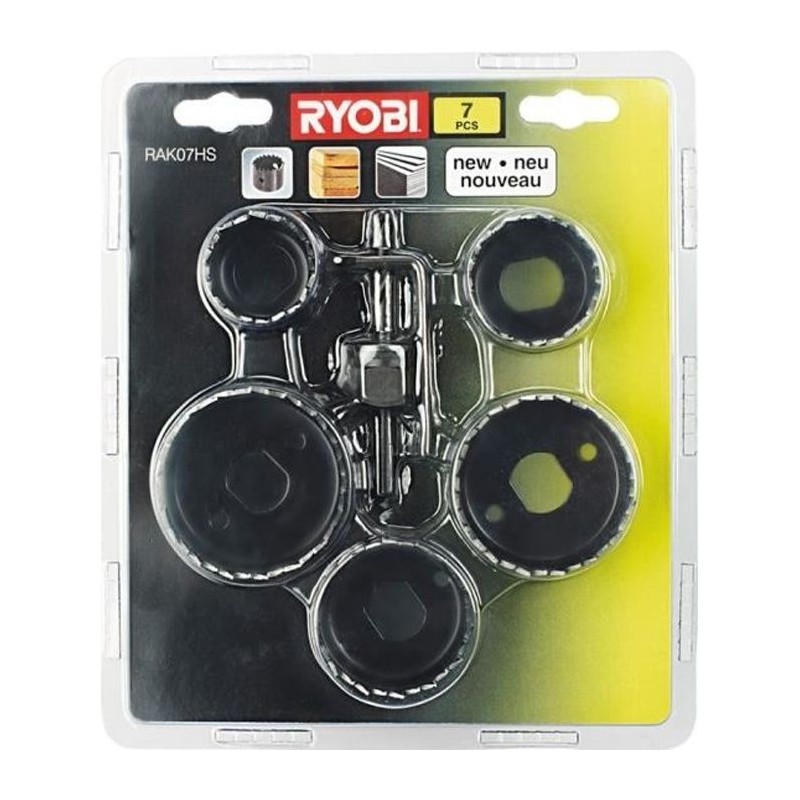 RYOBI - Blister 7 pieces scie cloche pour le bois 32 / 38 / 45 / 50 /