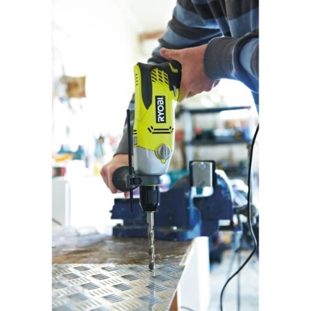 RYOBI - Perceuse a percussion 1 010 W - 1 200-3 000 cp/min - 2 vitesses - mandrin 13 mm métal - LED - Livrée en coffret - RPD1