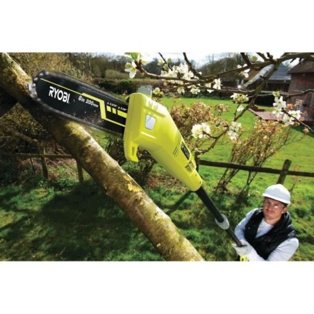 RYOBI - Elagueur sur perche 750 W - guide 20 cm incliné a 15°- 10 m/s - tube d'extension 90 cm - guide incliné a 15° - RPP75