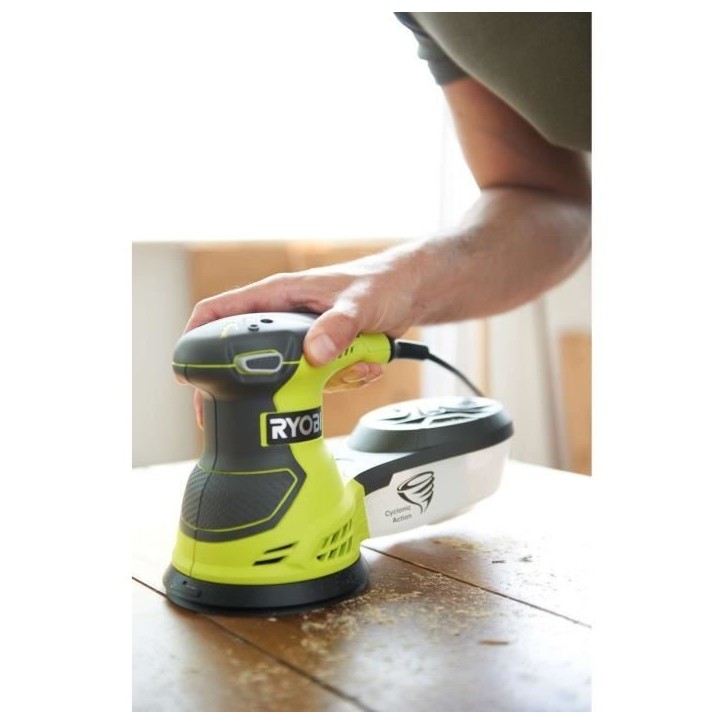 RYOBI - Ponceuse excentrique 300 W - 7 000-13 000 osc/min - diam. 125 mm - Livrée en sac de transport avec 20 abrasifs - ROS300 RYOBI - Ponceuse excentrique 300 W - 7 000-13 000 osc/min - diam. 125 mm - Livrée en sac de transport avec 20 abrasifs - ROS300