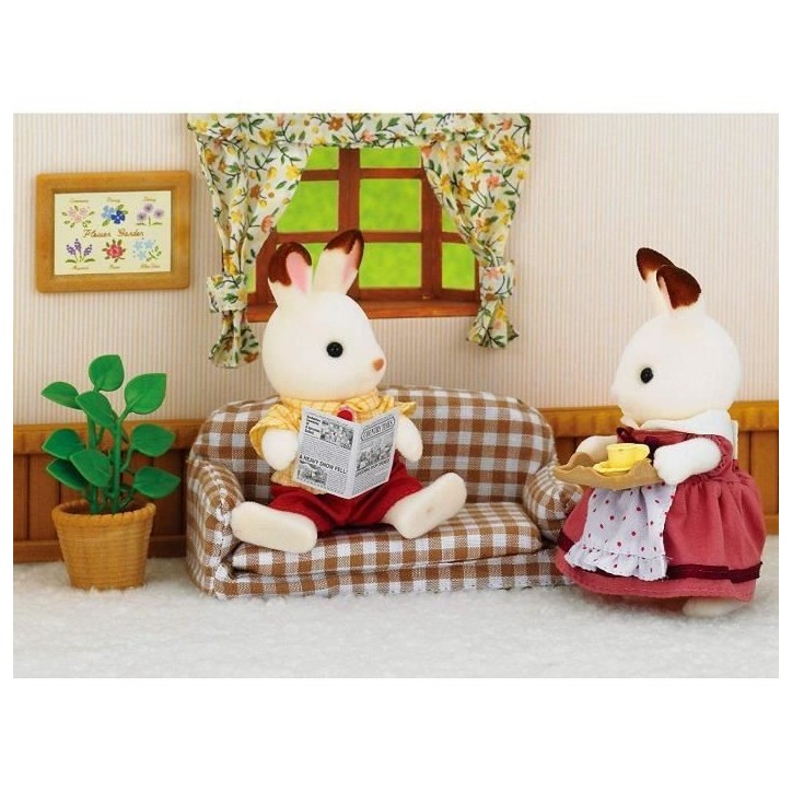 Salon - SYLVANIAN FAMILIES - 5013 Papa Lapin Chocolat et accessoires - Vert - Intérieur Salon - SYLVANIAN FAMILIES - 5013 Papa Lapin Chocolat et accessoires - Vert - Intérieur