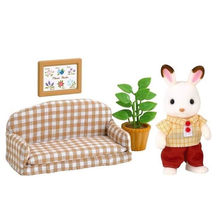Salon - SYLVANIAN FAMILIES - 5013 Papa Lapin Chocolat et accessoires - Vert - Intérieur Salon - SYLVANIAN FAMILIES - 5013 Papa Lapin Chocolat et accessoires - Vert - Intérieur