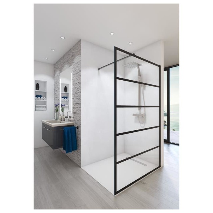 Paroi de douche AURYS BALEARES ATELIER N°2 - Verre Timeless 8 mm trempé Saint-Gobain - L.140 cm x H.198 cm Paroi de douche AURYS BALEARES ATELIER N°2 - Verre Timeless 8 mm trempé Saint-Gobain - L.140 cm x H.198 cm