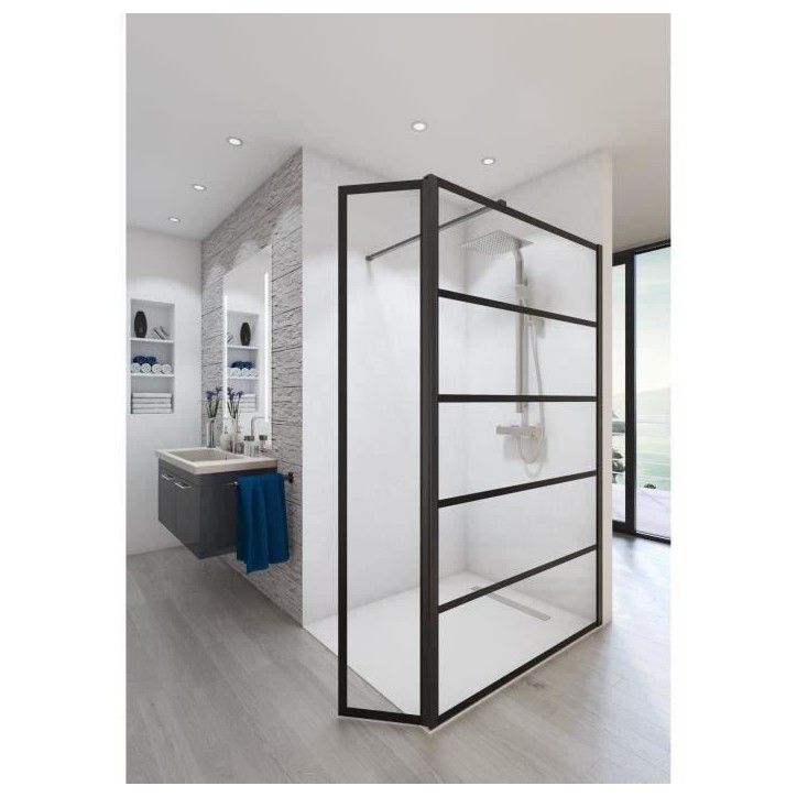 Paroi de douche AURYS BALEARES ATELIER N°2 - Verre Timeless 8 mm trempé Saint-Gobain - L.140 cm x H.198 cm Paroi de douche AURYS BALEARES ATELIER N°2 - Verre Timeless 8 mm trempé Saint-Gobain - L.140 cm x H.198 cm