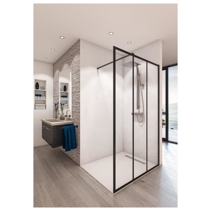 AURYS Paroi de douche en kit BALEARES ATELIER N°8 - Verre Timeless 8 mm trempé by Saint-Gobain - L.120 cm x H.198 cm AURYS Paroi de douche en kit BALEARES ATELIER N°8 - Verre Timeless 8 mm trempé by Saint-Gobain - L.120 cm x H.198 cm