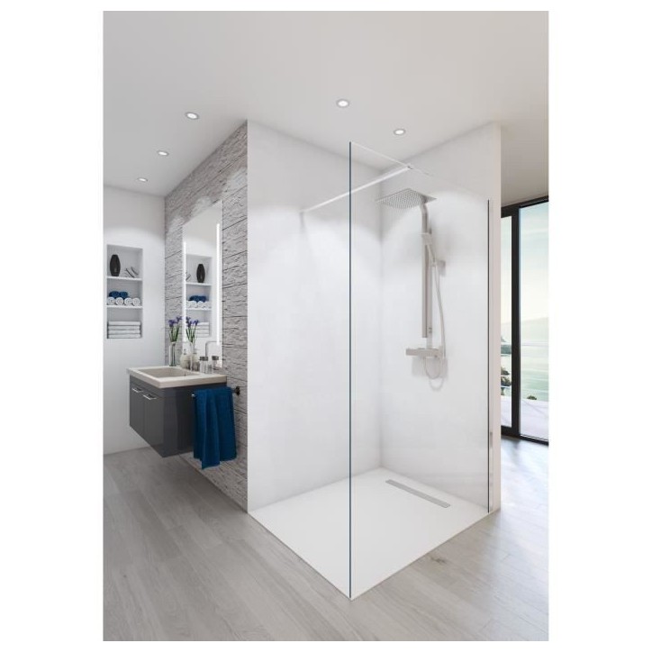 Paroi de douche en kit BALEARES CLAIRE - Verre Timeless 8 mm trempé by Saint-Gobain - AURYS Paroi de douche en kit BALEARES CLAIRE - Verre Timeless 8 mm trempé by Saint-Gobain - AURYS