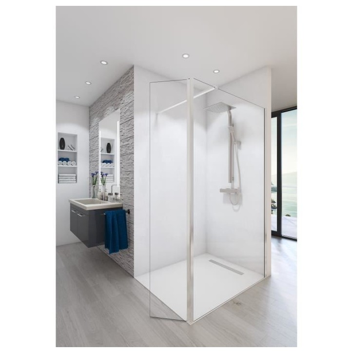 Paroi de douche en kit BALEARES CLAIRE - Verre Timeless 8 mm trempé by Saint-Gobain - AURYS Paroi de douche en kit BALEARES CLAIRE - Verre Timeless 8 mm trempé by Saint-Gobain - AURYS