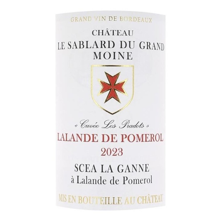 Château La Sablard du Grand Moine 2023 Lalande de Pomerol - Vin rouge de Bordeaux