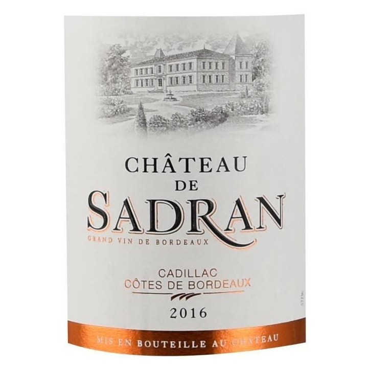 Château de Sadran 2016 Cadillac - Vin rouge de Bordeaux