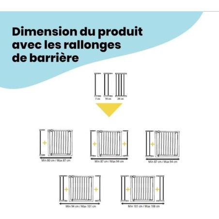 Barriere de sécurité enfant Easy Close Metal - SAFETY 1ST - Réglable de 73 a 80 cm - pression, sans vis ni perçage - Anthrac