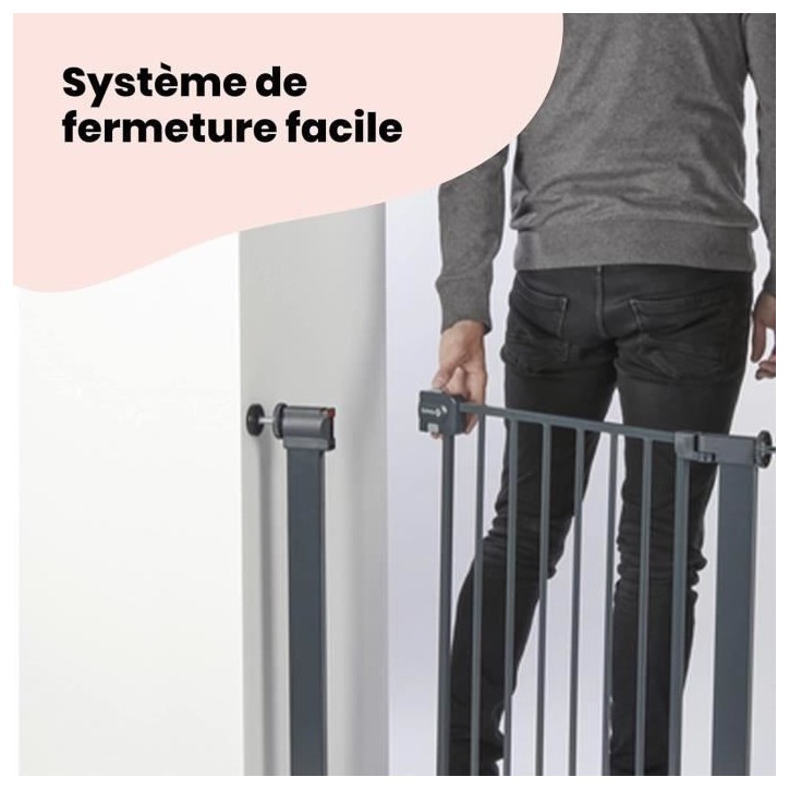 Barriere de sécurité enfant Easy Close Metal - SAFETY 1ST - Réglable de 73 a 80 cm - pression, sans vis ni perçage - Anthrac