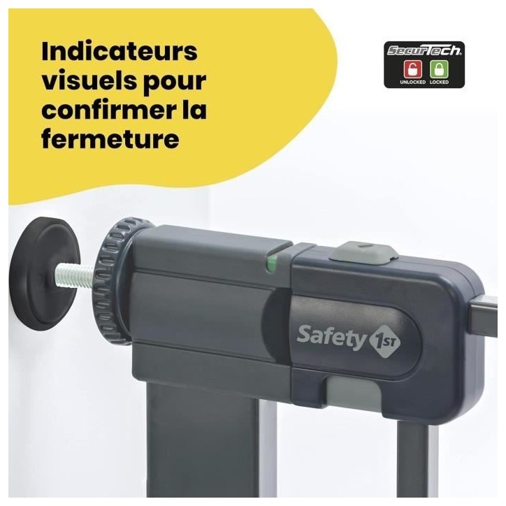Barriere de sécurité enfant Easy Close Metal - SAFETY 1ST - Réglable de 73 a 80 cm - pression, sans vis ni perçage - Anthrac
