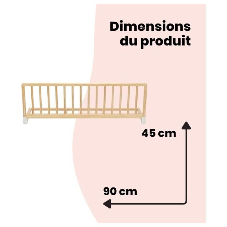 Modifier : SAFETY 1ST Wooden Bed Rail 110 cm, Barriere de lit bois, 18 Mois-5 Ans, inclinable, Facile a Plier,Auto-Verrouillage,
