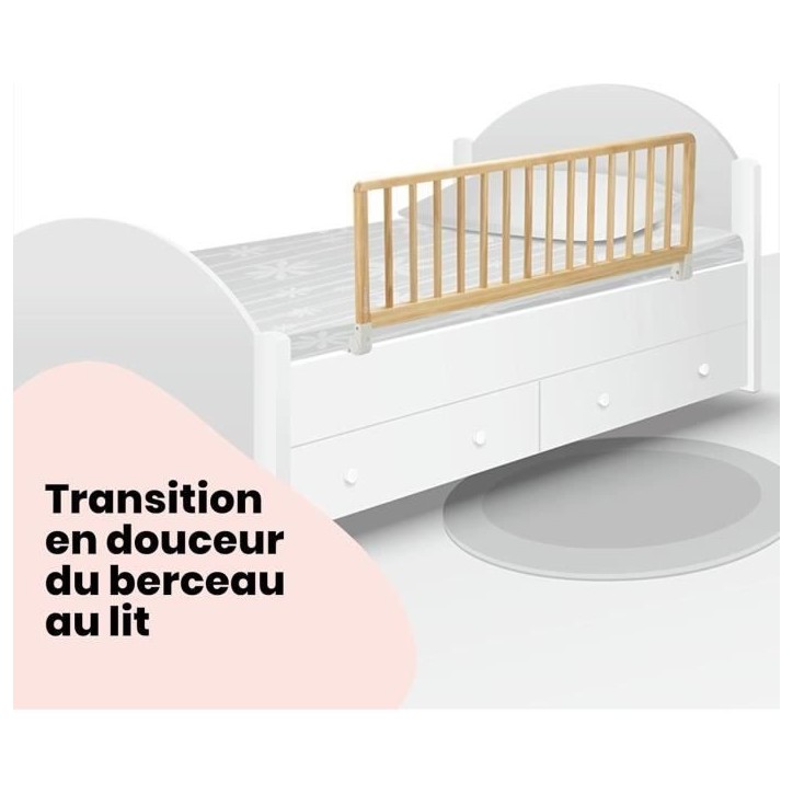 Modifier : SAFETY 1ST Wooden Bed Rail 110 cm, Barriere de lit bois, 18 Mois-5 Ans, inclinable, Facile a Plier,Auto-Verrouillage,