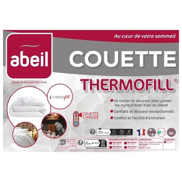 ABEIL Couette chaude 400gr/m² Thermofill 200 x 200 cm
