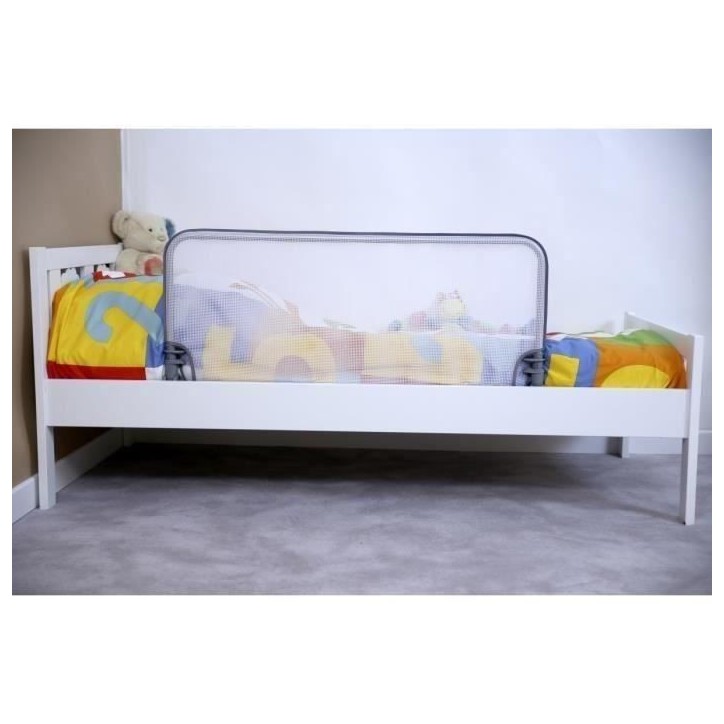 SAFETY 1ST Barriere de lit 90cm, 18 mois-5 ans, inclinable, Tissu lavable en maille, Auto-verrouillage, Gris/blanc SAFETY 1ST Barriere de lit 90cm, 18 mois-5 ans, inclinable, Tissu lavable en maille, Auto-verrouillage, Gris/blanc