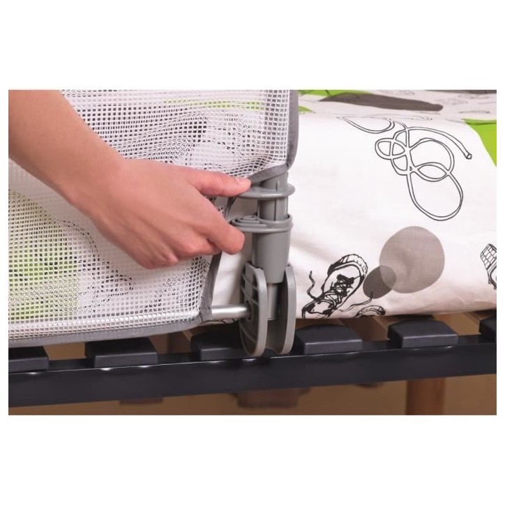 SAFETY 1ST Barriere de lit 90cm, 18 mois-5 ans, inclinable, Tissu lavable en maille, Auto-verrouillage, Gris/blanc SAFETY 1ST Barriere de lit 90cm, 18 mois-5 ans, inclinable, Tissu lavable en maille, Auto-verrouillage, Gris/blanc