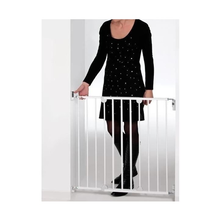 SAFETY 1ST Barriere de sécurité wall-fix extending, largeur de 62 a 102 cm, Ouverture d'une main des 2 sens - métal blanc, fi