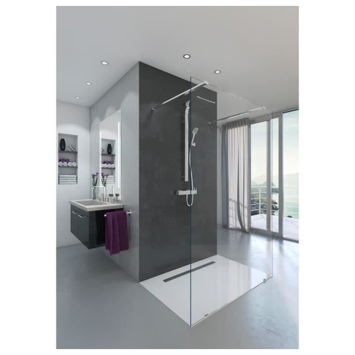 Paroi de douche en kit AURYS BALTIQUE CLAIRE - Verre Timeless 8 mm trempé by Saint-Gobain - L.140 cm x H.198 cm Paroi de douche en kit AURYS BALTIQUE CLAIRE - Verre Timeless 8 mm trempé by Saint-Gobain - L.140 cm x H.198 cm